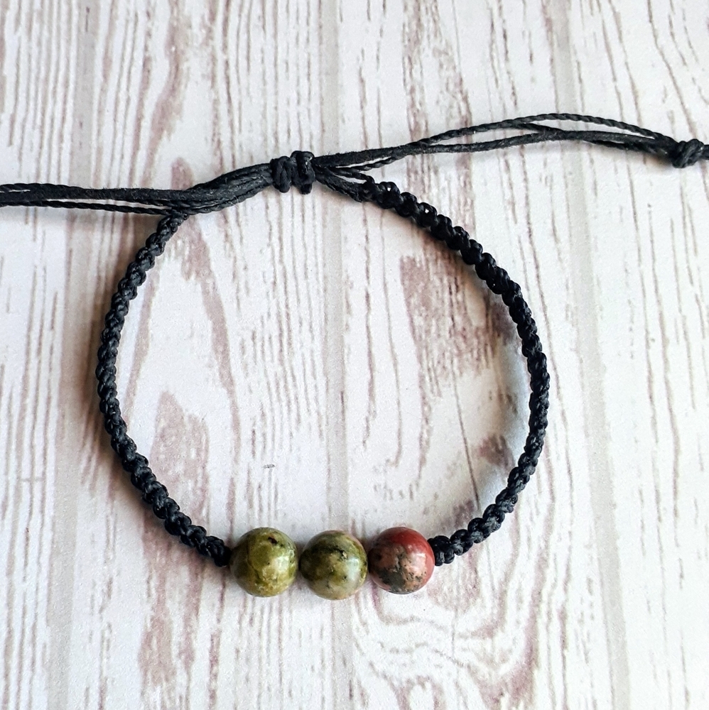 Unakite Macrame-style Bracelet - Picture 3 of 3